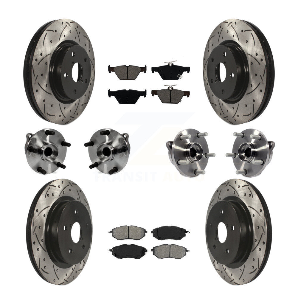 Hub Bearing Coated Disc Brake Rotor And Pad Front Rear Kit (10Pc) For Subaru WRX