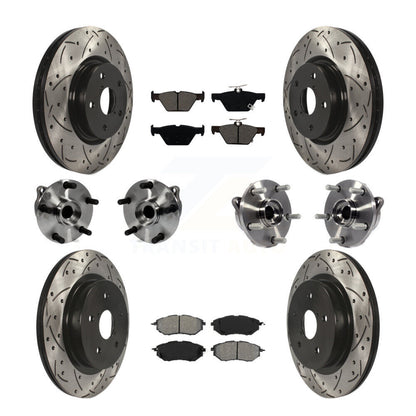 Hub Bearing Coated Disc Brake Rotor And Pad Front Rear Kit (10Pc) For Subaru WRX