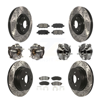 Hub Bearing Coated Brake Rotor & Pads Front Rear Kit (10Pc) For INFINITI M35 AWD