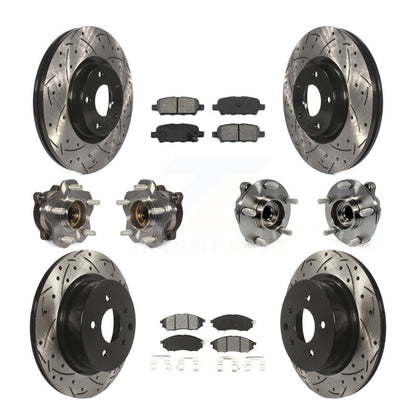 Hub Bearing Coated Brake Rotor & Pads Front Rear Kit (10Pc) For INFINITI M35 RWD