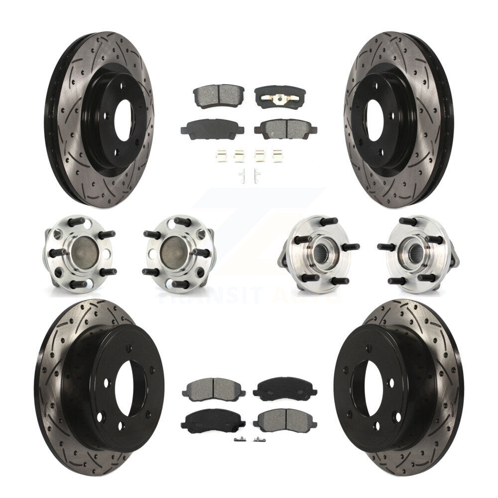 Hub Bearing Coat Brake Rotor Pad Front Rear Kit (10Pc) For Dodge Avenger Caliber