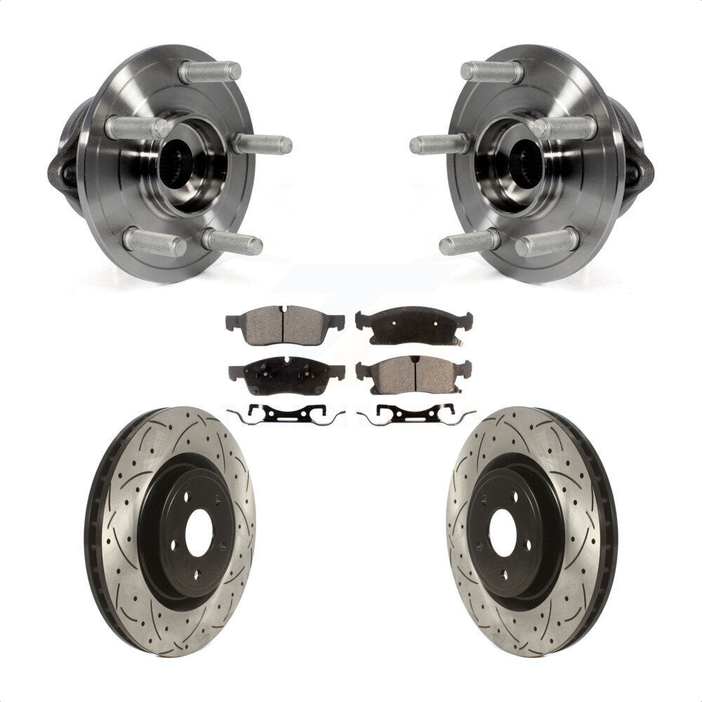 Hub Bearing Assembly Coat Drill Slot Brake Rotor Pad Front Kit For Dodge Durango