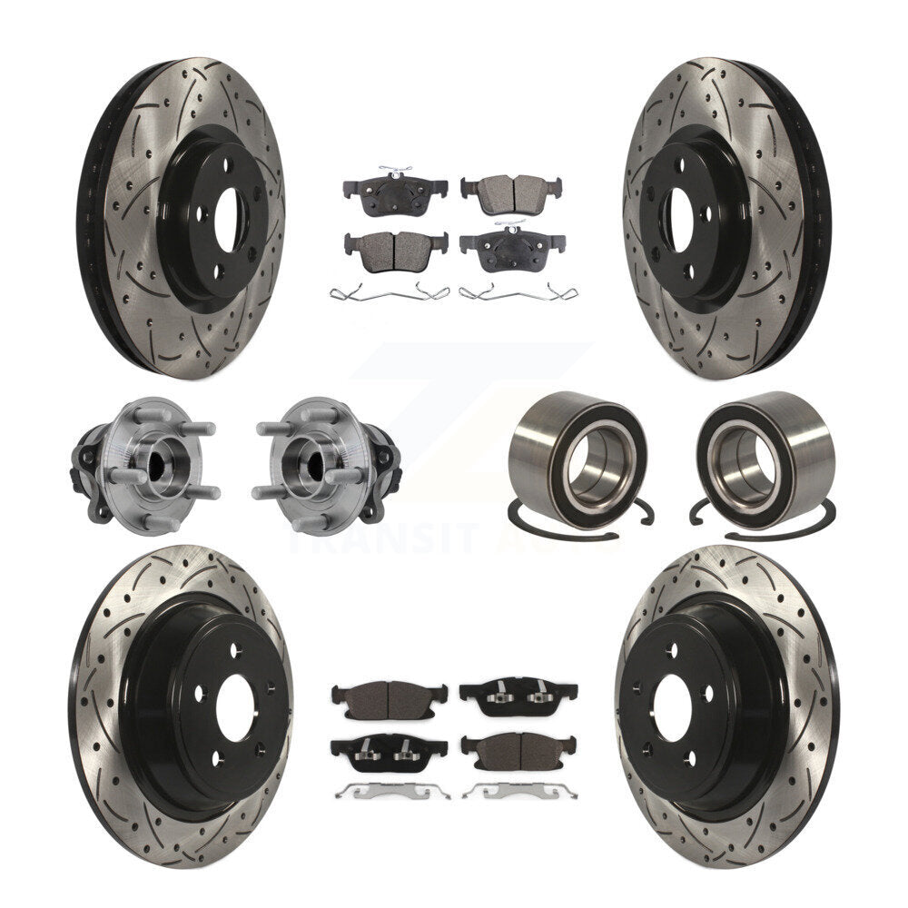 Hub Bearing Coated Brake Rotor Pads Front Rear Kit (10Pc) For 2015 Ford Edge FWD