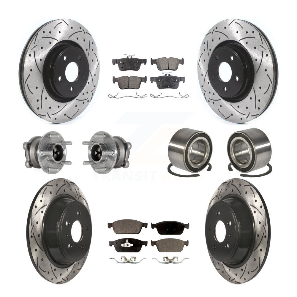 Hub Bearing Coated Disc Brake Rotor & Pads Front Rear Kit (10Pc) For Lincoln MKC