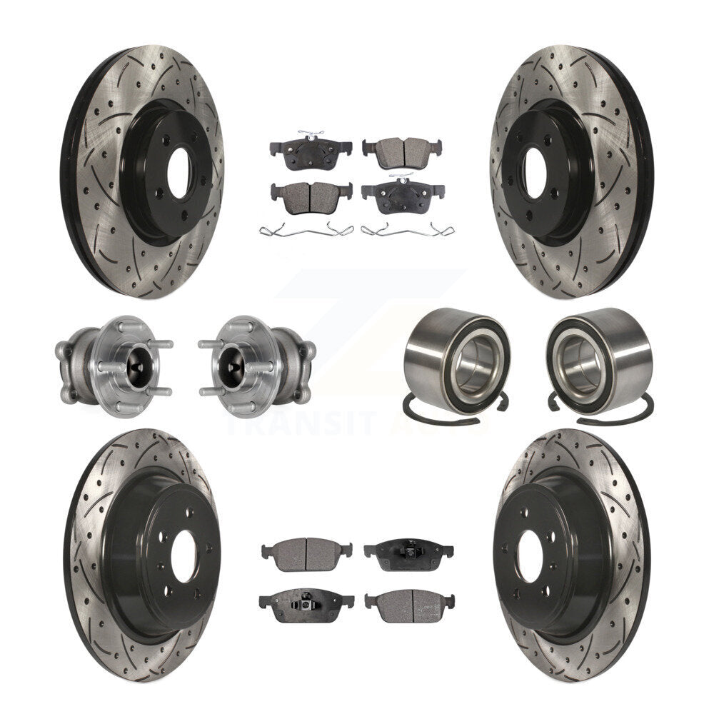 Hub Bearing Coated Brake Rotor Pad Front Rear Kit (10Pc) For Ford Escape Lincoln