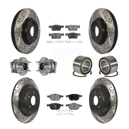 Hub Bearing Coated Disc Brake Rotor & Pads Front Rear Kit (10Pc) For Ford Escape