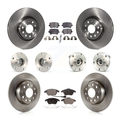 Hub Bearing Brake Rotor And Pad Front Rear Kit (10Pc) For Volkswagen GTI Audi A3