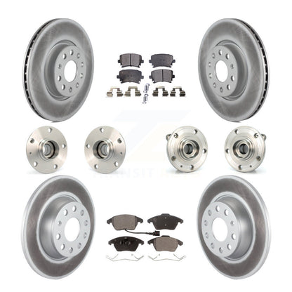 Hub Bearing Coated Brake Rotor Pad Front Rear Kit (10Pc) For Volkswagen GTI Audi