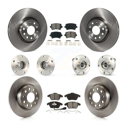 Hub Bearing Brake Rotor And Pad Front Rear Kit (10Pc) For Volkswagen GTI Audi A3