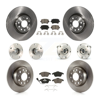 Hub Bearing Brake Rotor And Pad Front Rear Kit (10Pc) For Volkswagen GTI Audi A3