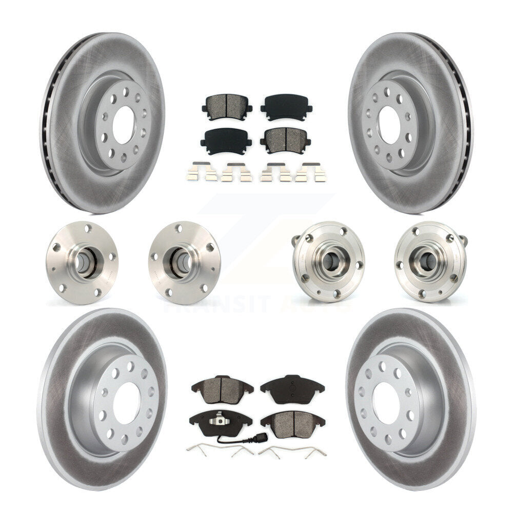 Hub Bearing Coated Brake Rotor Pad Front Rear Kit (10Pc) For Volkswagen GTI Audi