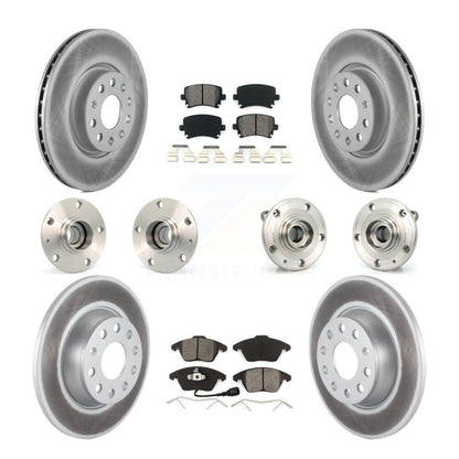 Hub Bearing Coated Brake Rotor Pad Front Rear Kit (10Pc) For Volkswagen GTI Audi