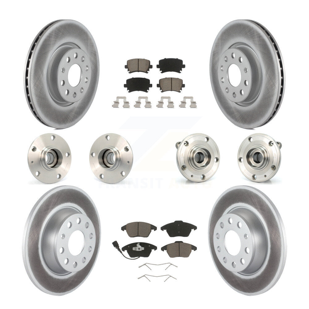 Hub Bearing Coated Brake Rotor Pad Front Rear Kit (10Pc) For Volkswagen GTI Audi
