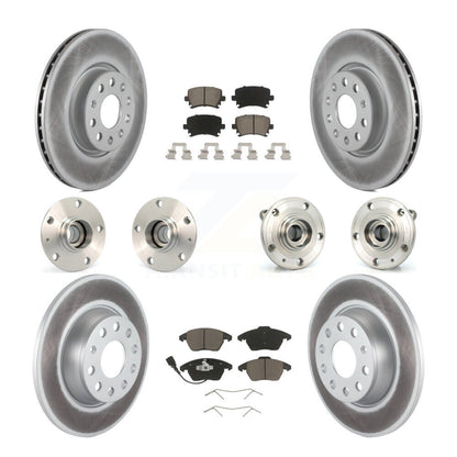 Hub Bearing Coated Brake Rotor Pad Front Rear Kit (10Pc) For Volkswagen GTI Audi
