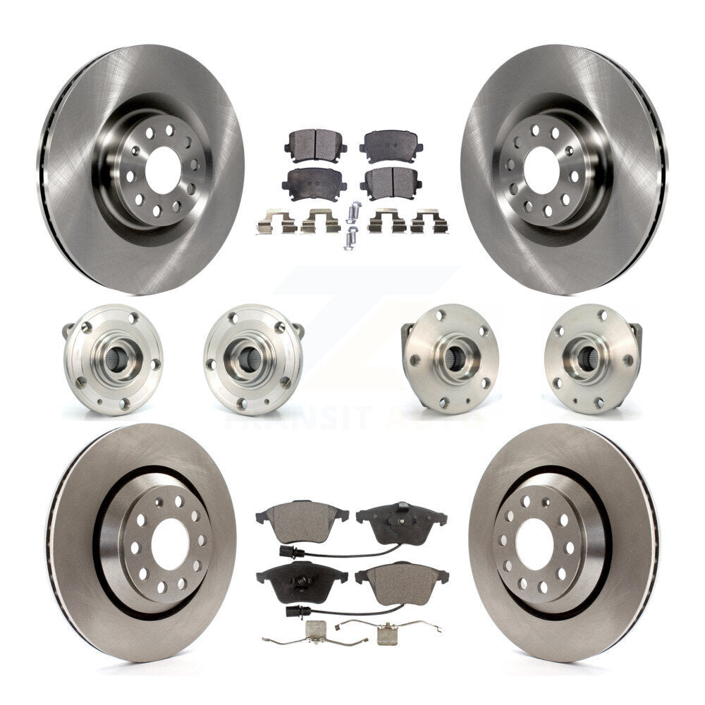Hub Bearings Disc Brake Rotors And Pads Front Rear Kit (10Pc) For Volkswagen R32