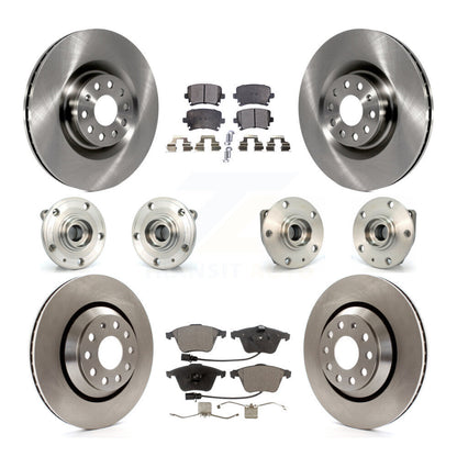 Hub Bearings Disc Brake Rotors And Pads Front Rear Kit (10Pc) For Volkswagen R32