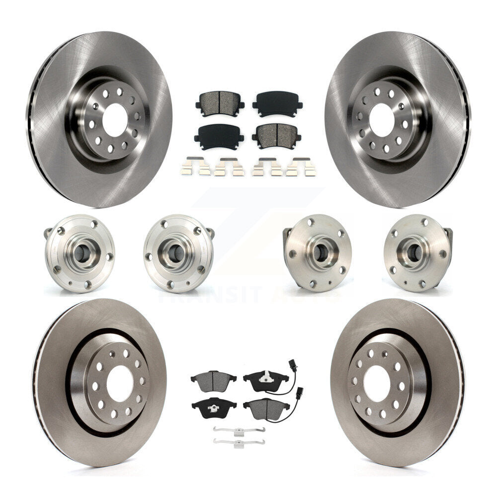 Hub Bearings Disc Brake Rotors And Pads Front Rear Kit (10Pc) For Volkswagen R32
