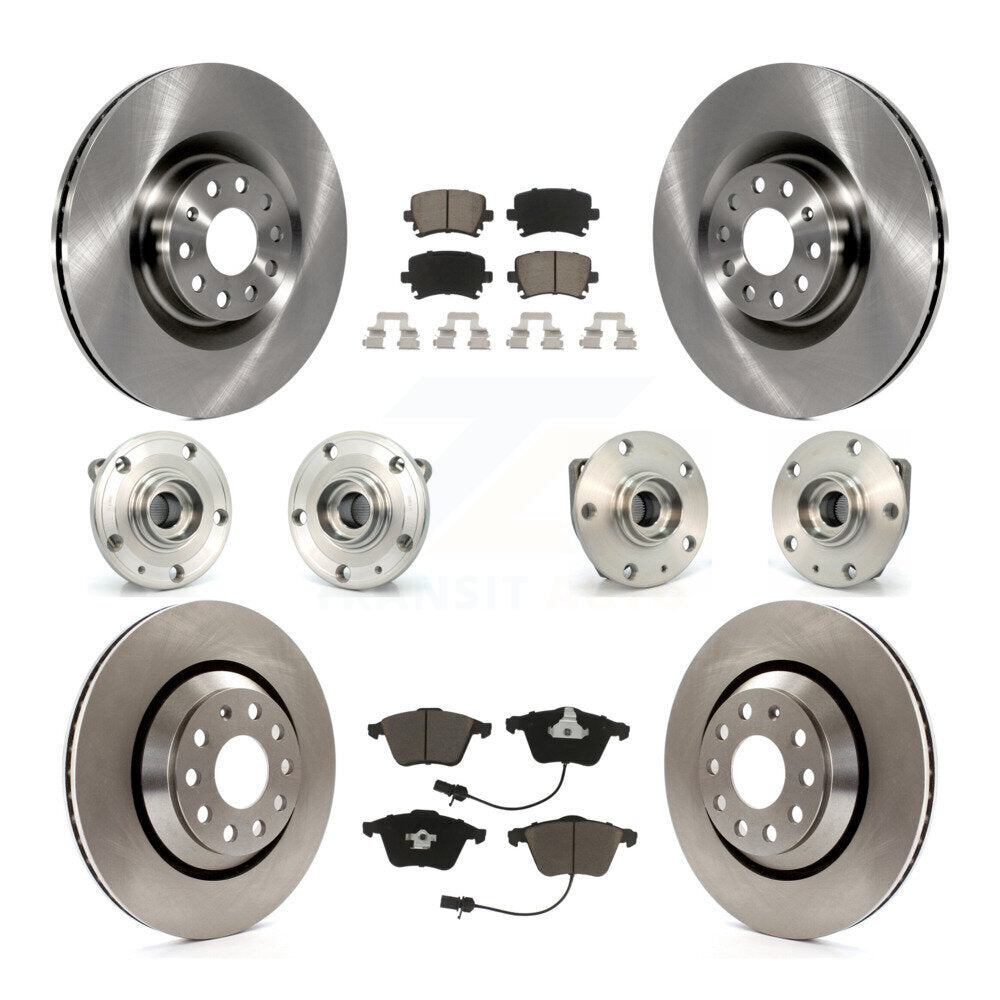 Hub Bearings Disc Brake Rotors And Pads Front Rear Kit (10Pc) For Volkswagen R32