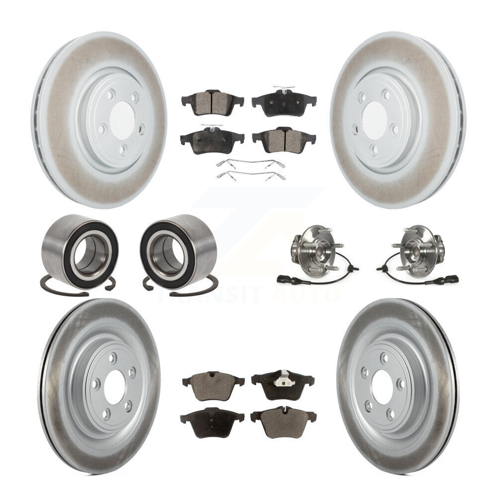 Hub Bearing Coated Disc Brake Rotor Pad Shoe Front Rear Kit (10Pc) For Jaguar XF