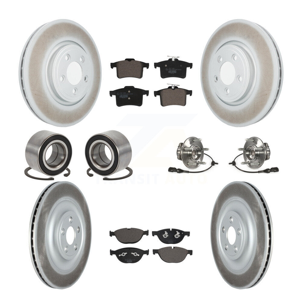 Hub Bearing Coated Disc Brake Rotor Pad Shoe Front Rear Kit (10Pc) For Jaguar XF