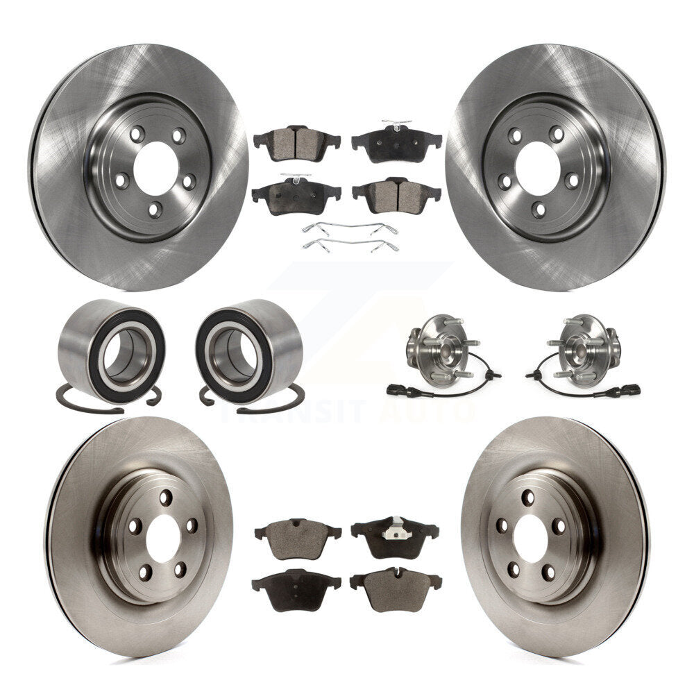 Hub Bearing Disc Brake Rotors And Pads Shoes Front Rear Kit (10Pc) For Jaguar XF