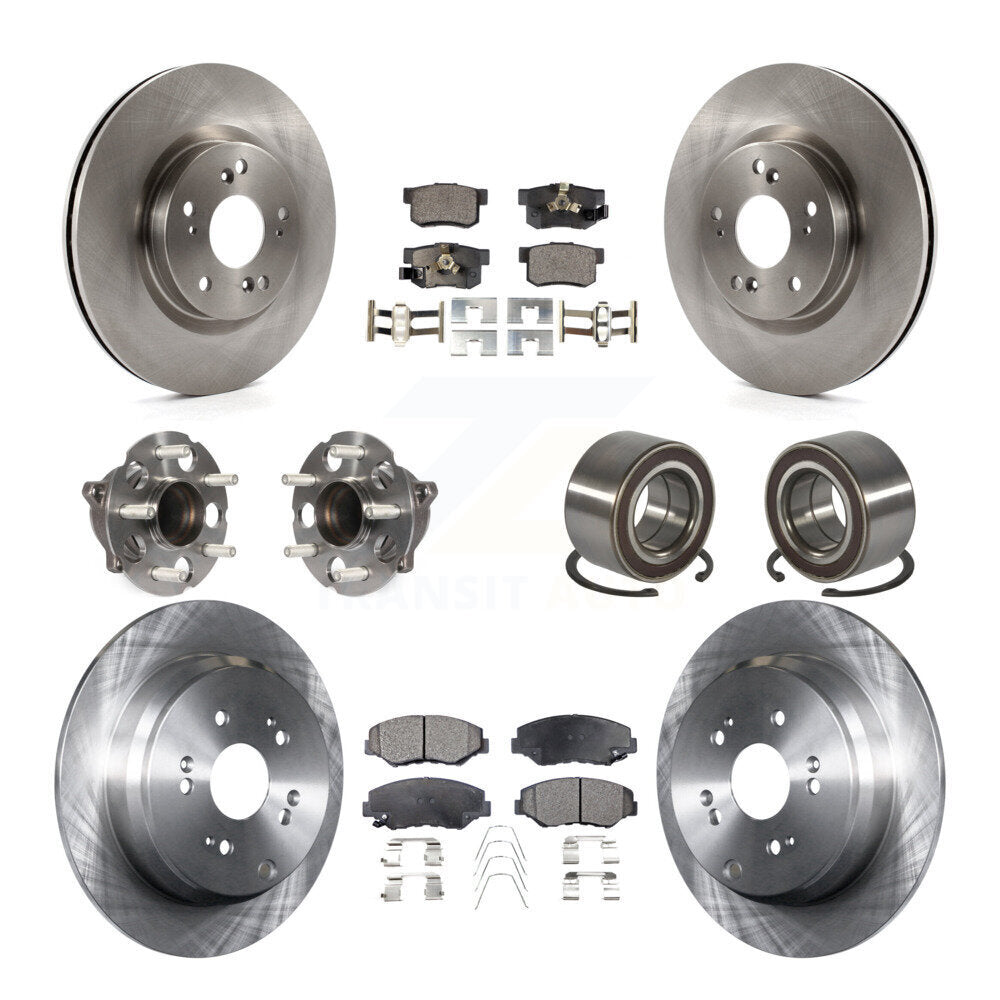 Hub Bearing Brake Rotor & Pad Front Rear Kit (10Pc) For 2012-2016 Honda CR-V FWD