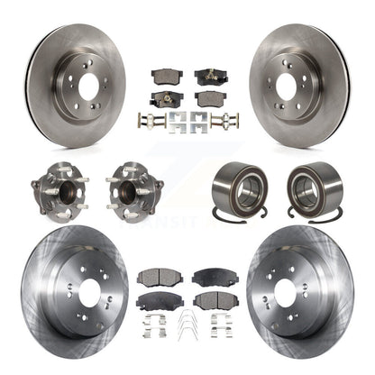 Hub Bearing Brake Rotor & Pad Front Rear Kit (10Pc) For 2012-2016 Honda CR-V FWD