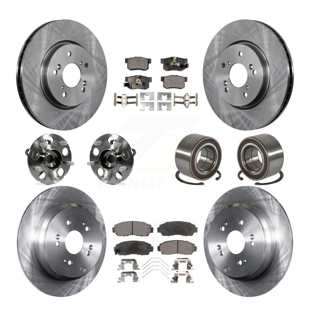 Hub Bearing Brake Rotor & Pad Front Rear Kit (10Pc) For 2012-2016 Honda CR-V AWD