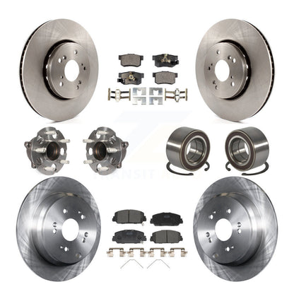 Hub Bearing Brake Rotor & Pads Front Rear Kit (10Pc) For 2013-2018 Acura RDX FWD