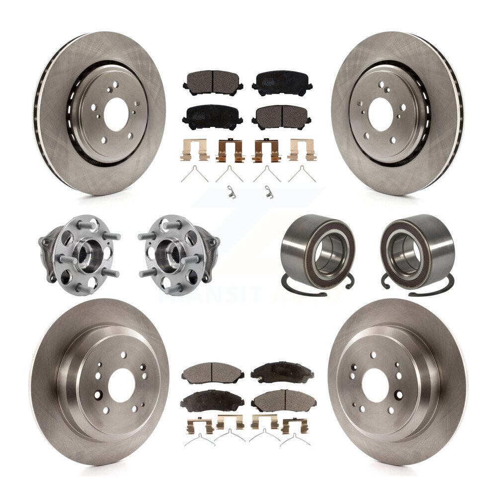 Hub Bearing Brake Rotor & Pads Front Rear Kit (10Pc) For 2014-2016 Acura MDX AWD