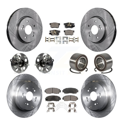 Hub Bearing Brake Rotor & Pad Front Rear Kit (10Pc) For 2012-2016 Honda CR-V AWD