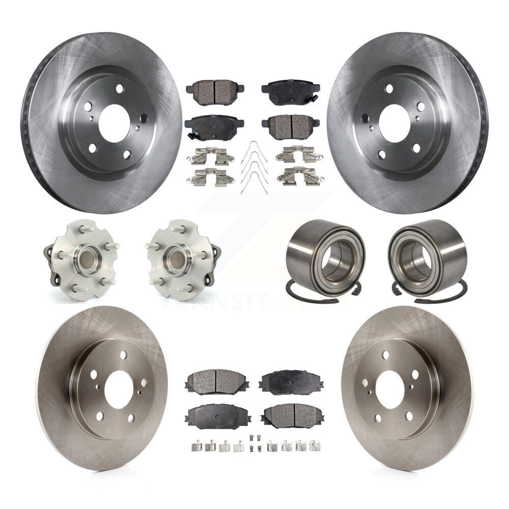 Hub Bearing Brake Rotor & Pads Front Rear Kit (10Pc) For 17-18 Toyota Corolla iM