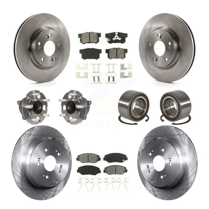 Hub Bearing Brake Rotor & Pad Front Rear Kit (10Pc) For 2012-2016 Honda CR-V FWD