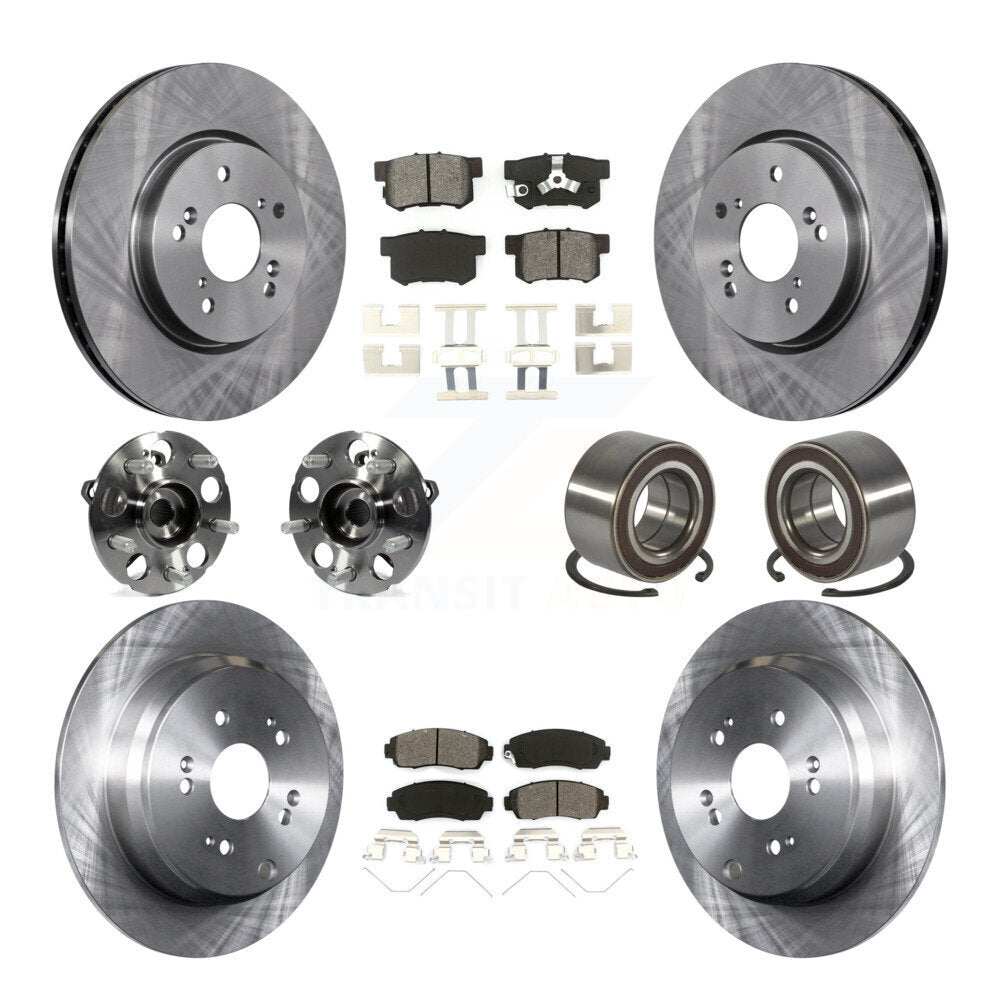 Hub Bearing Brake Rotor & Pad Front Rear Kit (10Pc) For 2012-2016 Honda CR-V AWD