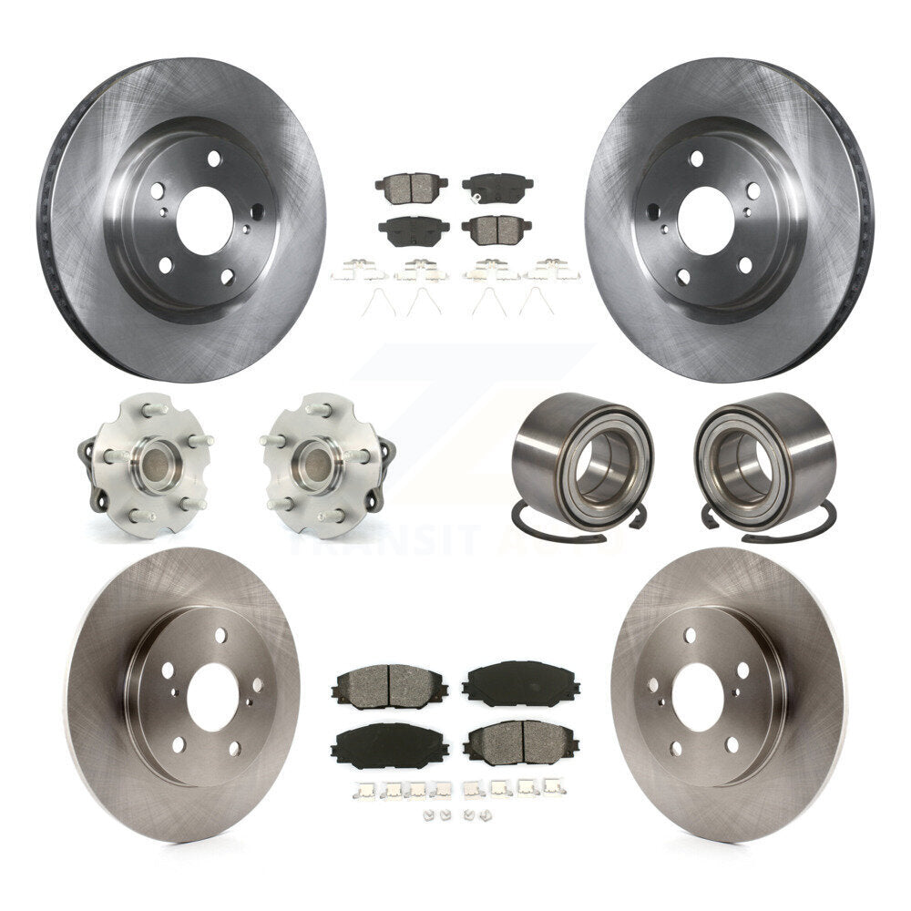 Hub Bearing Brake Rotor & Pads Front Rear Kit (10Pc) For 17-18 Toyota Corolla iM