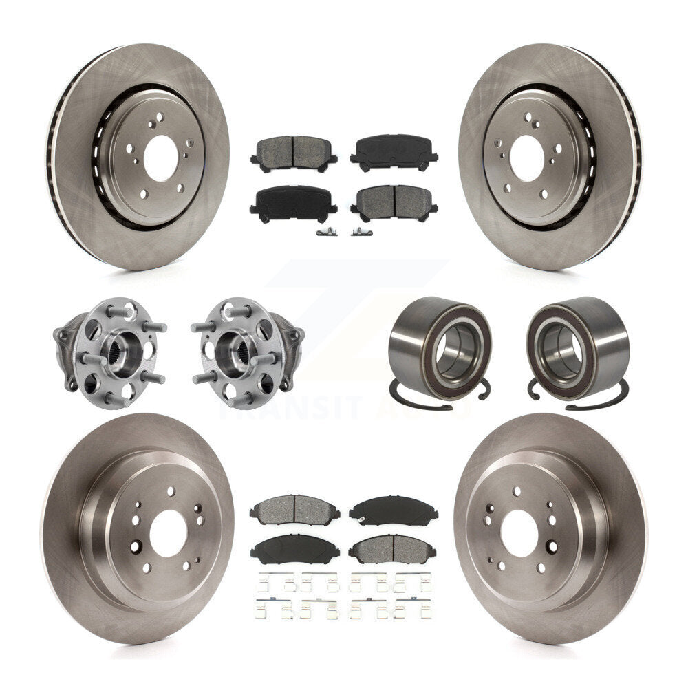 Hub Bearing Brake Rotor & Pads Front Rear Kit (10Pc) For 2014-2016 Acura MDX AWD