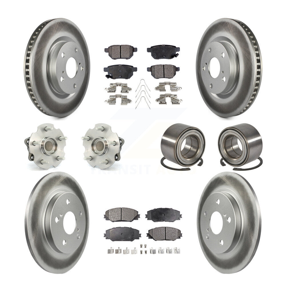 Hub Bearing Coated Brake Rotor & Pad Front Rear Kit (10Pc) For Toyota Corolla iM