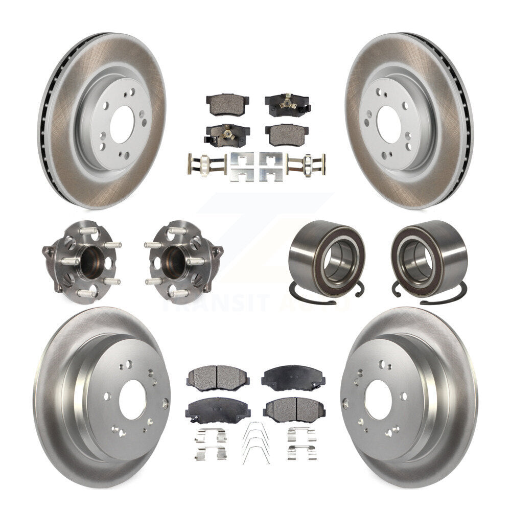 Hub Bearing Coat Brake Rotor Pads Front Rear Kit (10Pc) For 12-16 Honda CR-V FWD