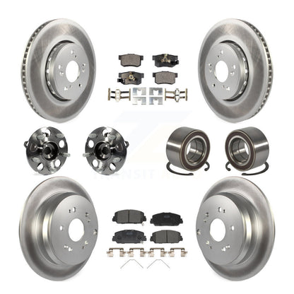 Hub Bearing Coated Brake Rotor Pad Front Rear Kit (10Pc) For 13-16 Acura RDX AWD
