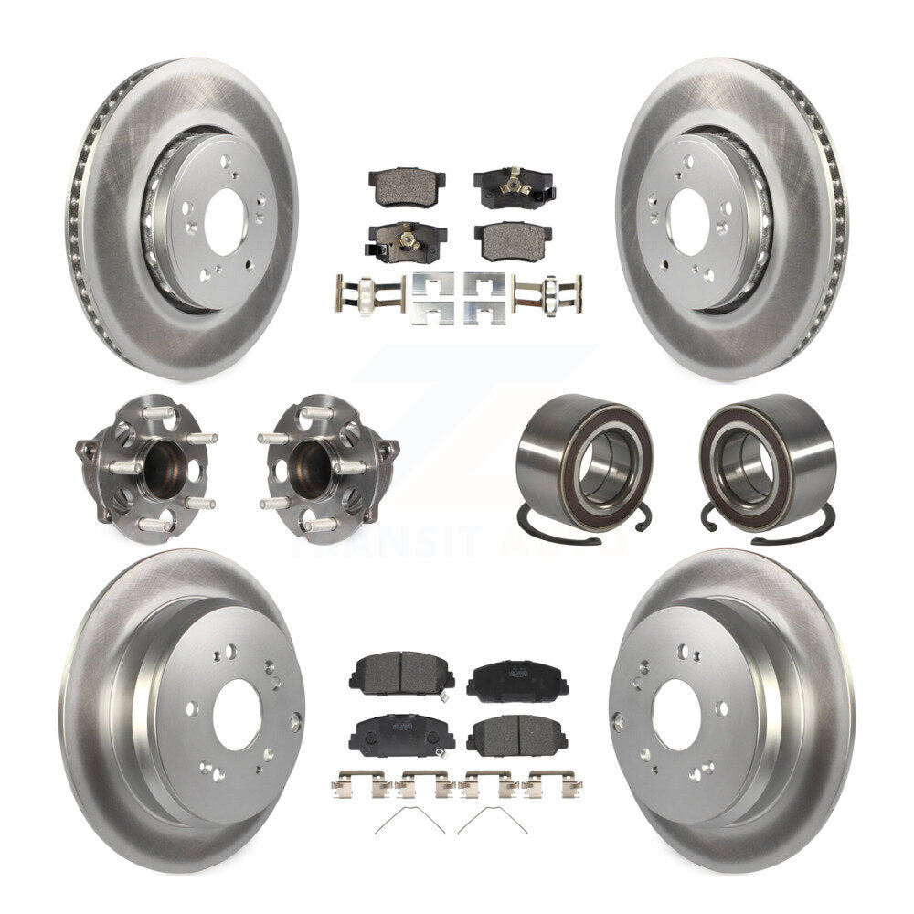Hub Bearing Coated Brake Rotor Pad Front Rear Kit (10Pc) For 13-18 Acura RDX FWD