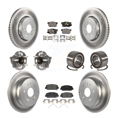 Hub Bearing Coated Brake Rotor Pad Front Rear Kit (10Pc) For 13-18 Acura RDX FWD