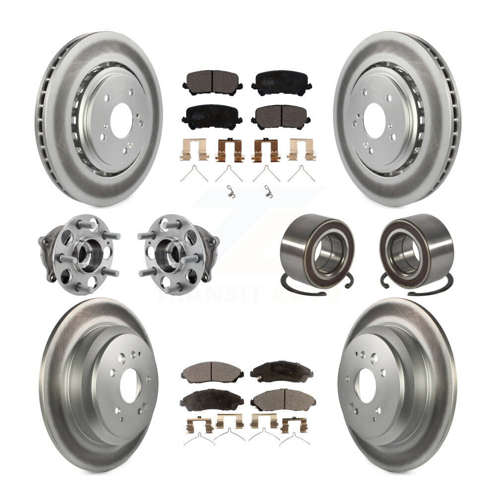 Hub Bearing Coated Brake Rotor Pad Front Rear Kit (10Pc) For 14-16 Acura MDX AWD