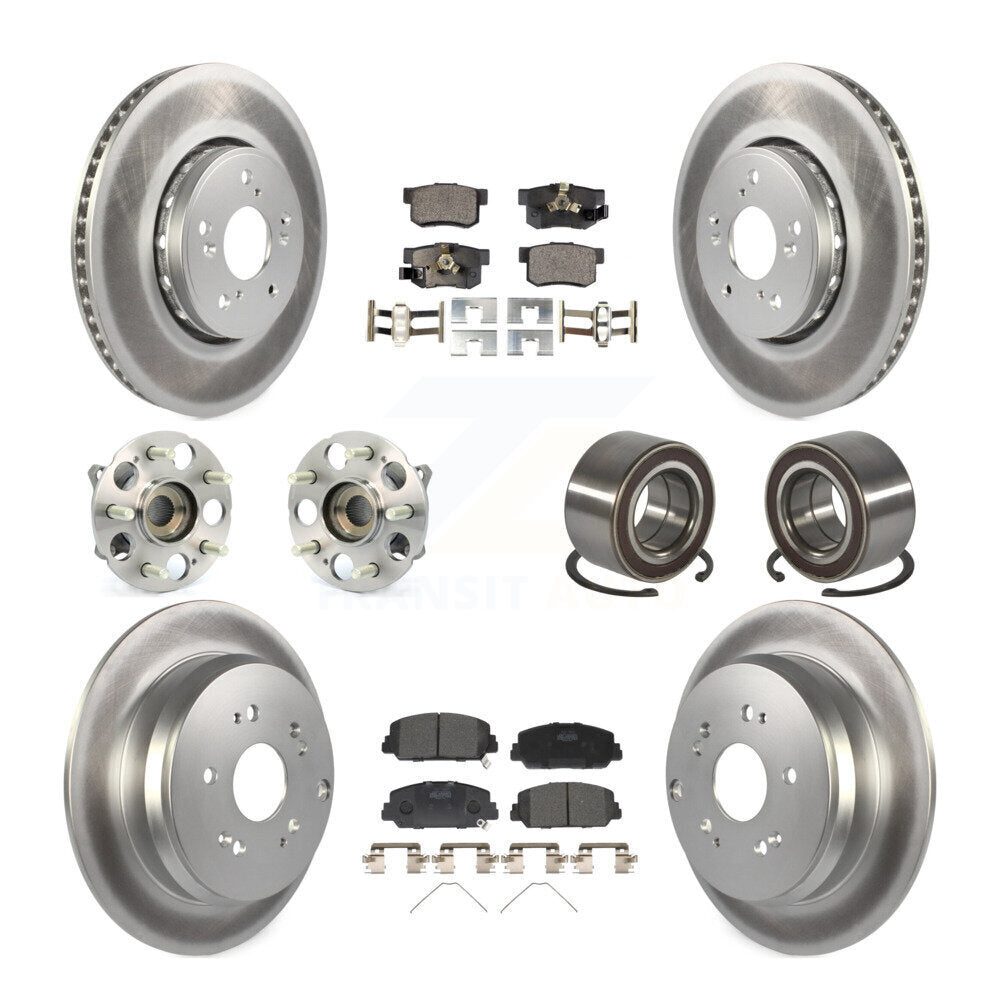 Hub Bearing Coated Brake Rotor Pad Front Rear Kit (10Pc) For 17-18 Acura RDX AWD