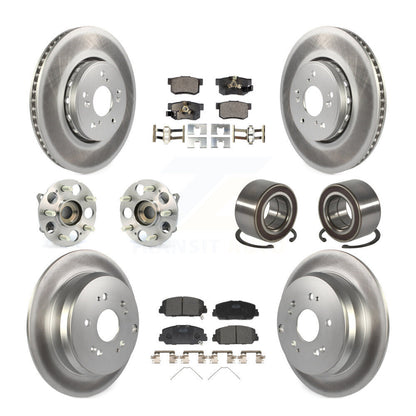 Hub Bearing Coated Brake Rotor Pad Front Rear Kit (10Pc) For 17-18 Acura RDX AWD