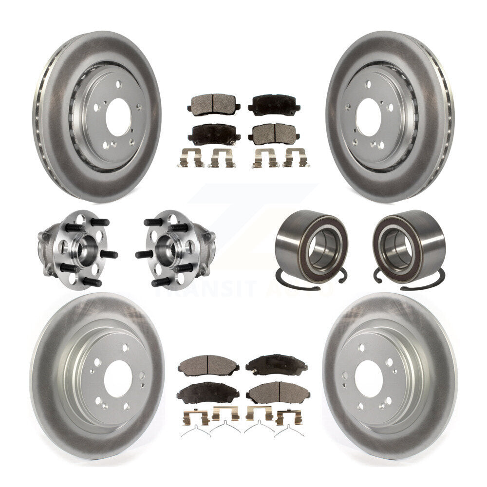 Hub Bearing Coated Disc Brake Rotor And Pads Front Rear Kit (10Pc) For Acura MDX