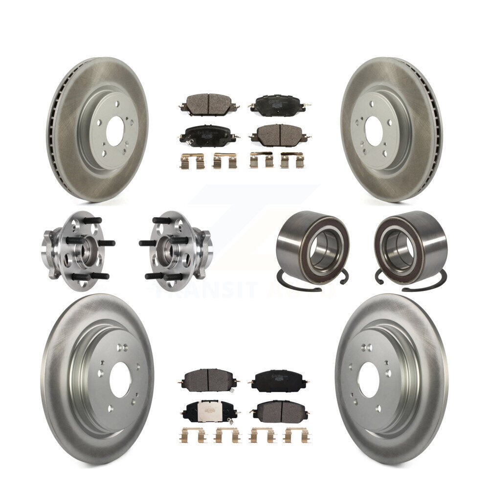 Hub Bearing Coated Disc Brake Rotor And Pad Front Rear Kit (10Pc) For Honda CR-V