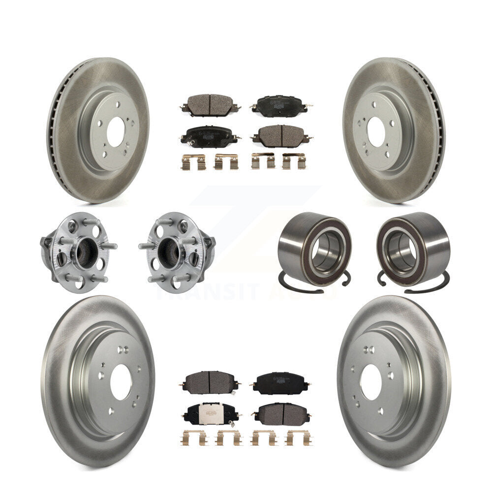 Hub Bearing Coated Disc Brake Rotor And Pad Front Rear Kit (10Pc) For Honda CR-V