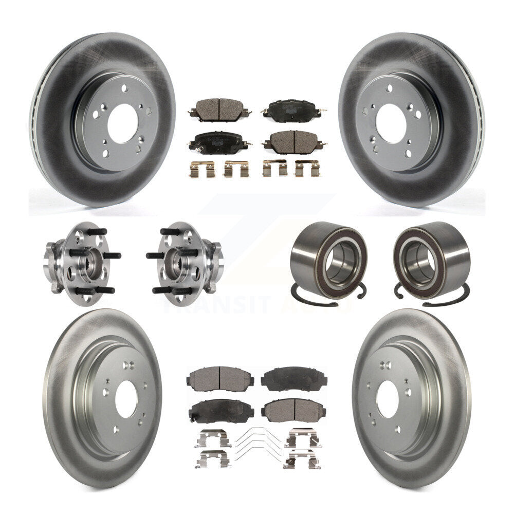 Hub Bearing Coated Disc Brake Rotor And Pad Front Rear Kit (10Pc) For Honda CR-V