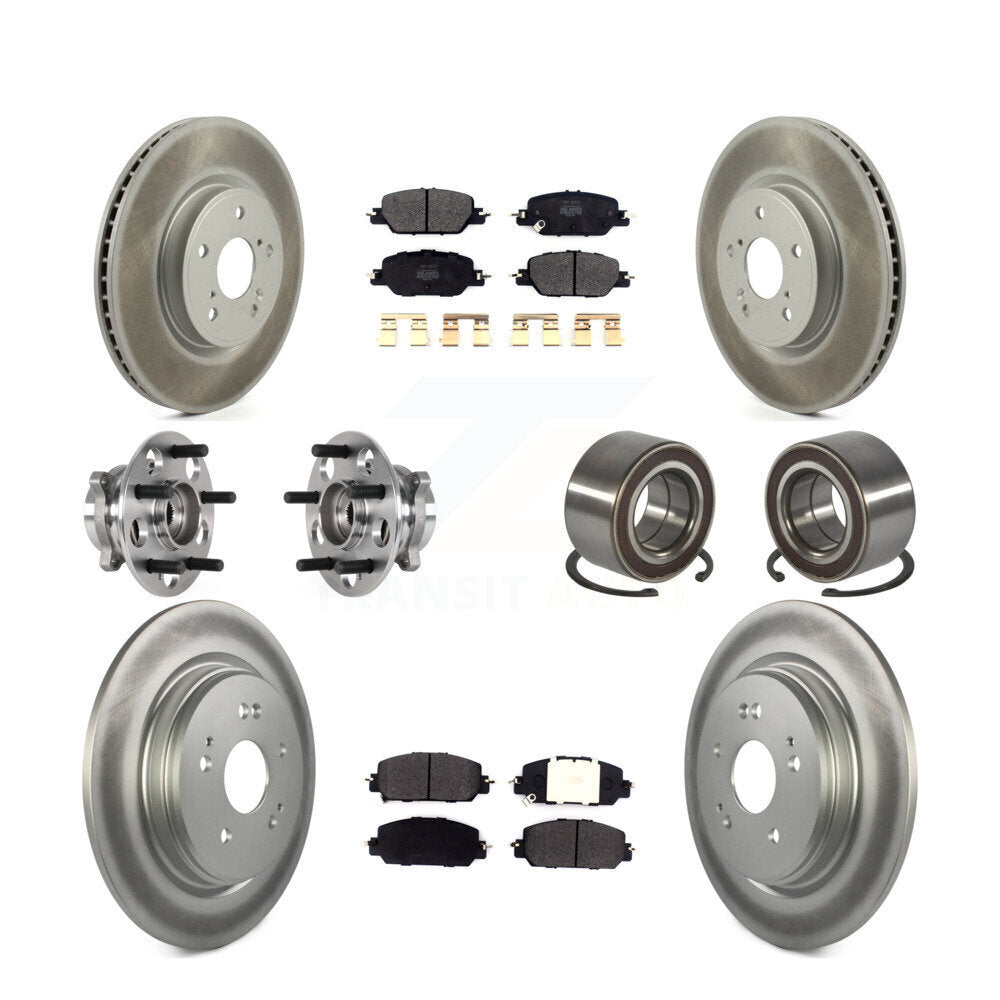 Hub Bearing Coated Disc Brake Rotor And Pad Front Rear Kit (10Pc) For Honda CR-V