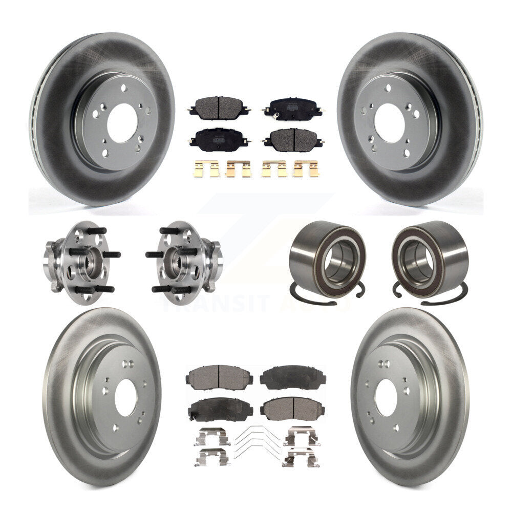 Hub Bearing Coated Disc Brake Rotor And Pad Front Rear Kit (10Pc) For Honda CR-V